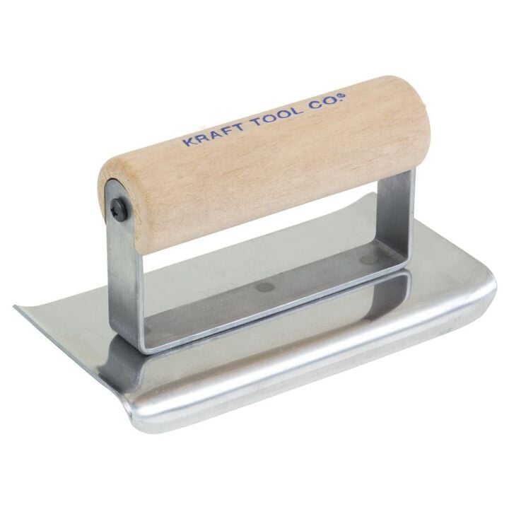 Kraft Tool Co 6 In. x 3 In. 1/4 In. R Stainless Steel Cement Edger with Wood Handle, large image number 0