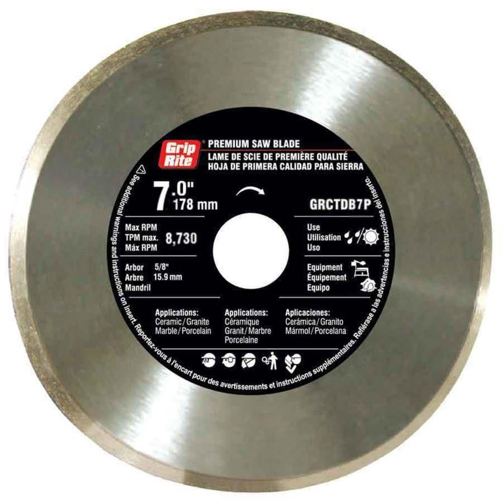 Grip Rite 7 Inch Premium Continuous Rim Diamond Blade for Tile, large image number 1