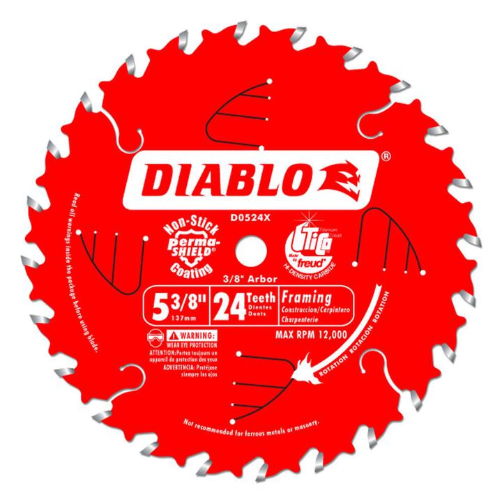 Diablo Tools 5-3/8 inch x 24 Tooth ATB Framing Circular Saw Blade with 10 mm Arbor, large image number 0