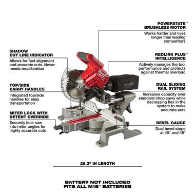 Milwaukee M18 FUEL 7-1/4 in. Dual Bevel Sliding Compound Miter Saw (Bare Tool), large image number 5