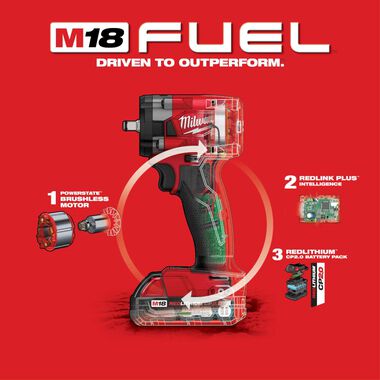 Milwaukee M18 FUEL 3/8 Compact Impact Wrench with Friction Ring CP2.0 Kit, large image number 6