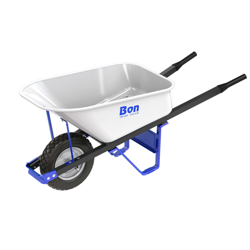 Bon Tool Trade Tough Steel Tray 6 Cubic Feet Wheelbarrow with Single Flat Free Tire & Steel Handles, large image number 1