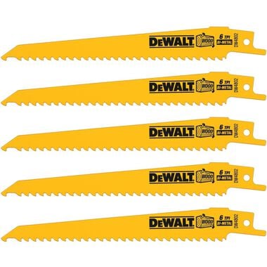DEWALT 6 In. 6TPI Bi-Metal Recip Blade -5 Pk, large image number 1