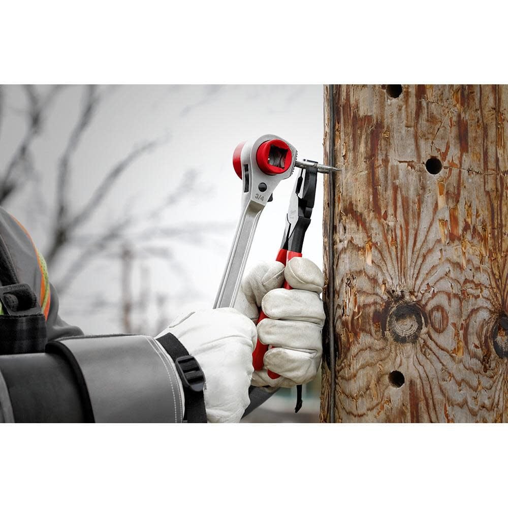 Milwaukee Linemans High Leverage Ratcheting Wrench With Milled Strike Face 48 22 9213m - Image 4