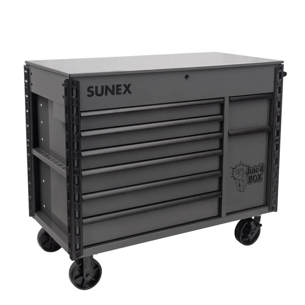 Sunex JUIC'D BOX 50 Inch 7 Drawer Powered Rolling Tool Cart with Dedicated Power Tool Storage Gray, large image number 7