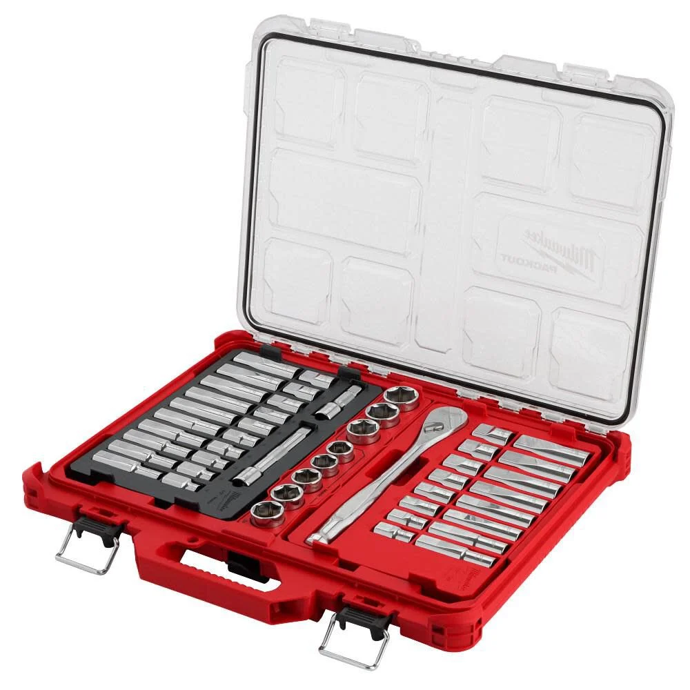 Milwaukee 1/2in Drive Ratchet & Socket Set with PACKOUT Organizer 47pc - 48-22-9487