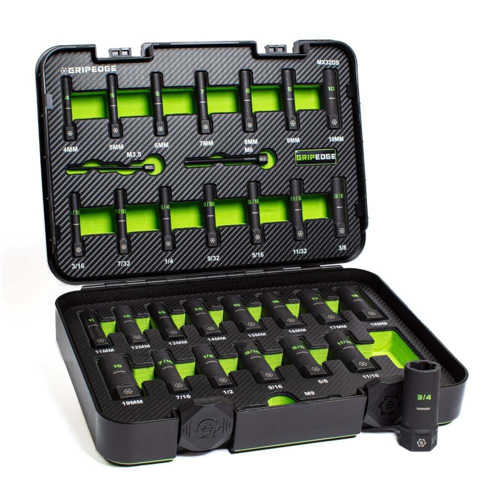 GripEdge Tools Deep Metric & SAE Master Socket Extractor Set 32 Pieces, large image number 3