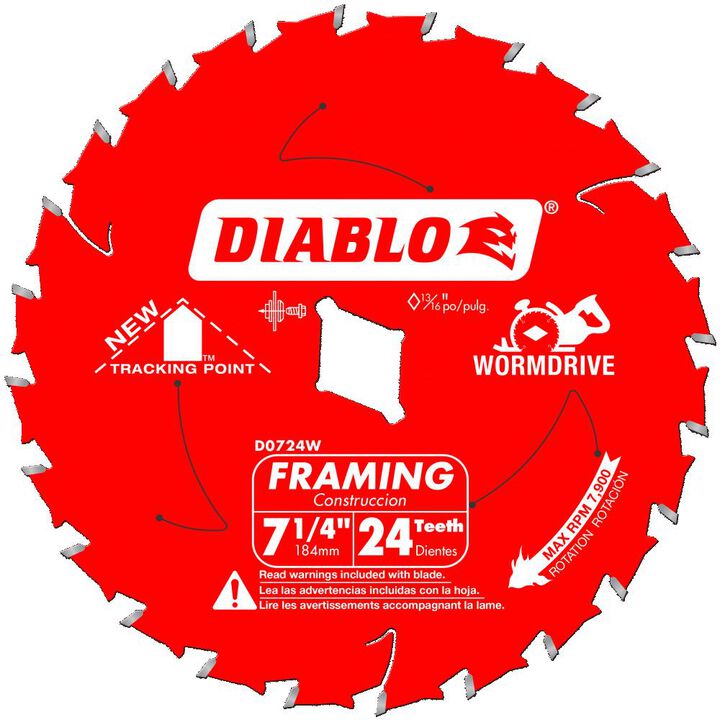 Diablo Tools 7-1/4 inch x 24 Tooth ATB Framing Wormdrive Circular Saw Blade with Diamond Arbor 10 Pack, large image number 1