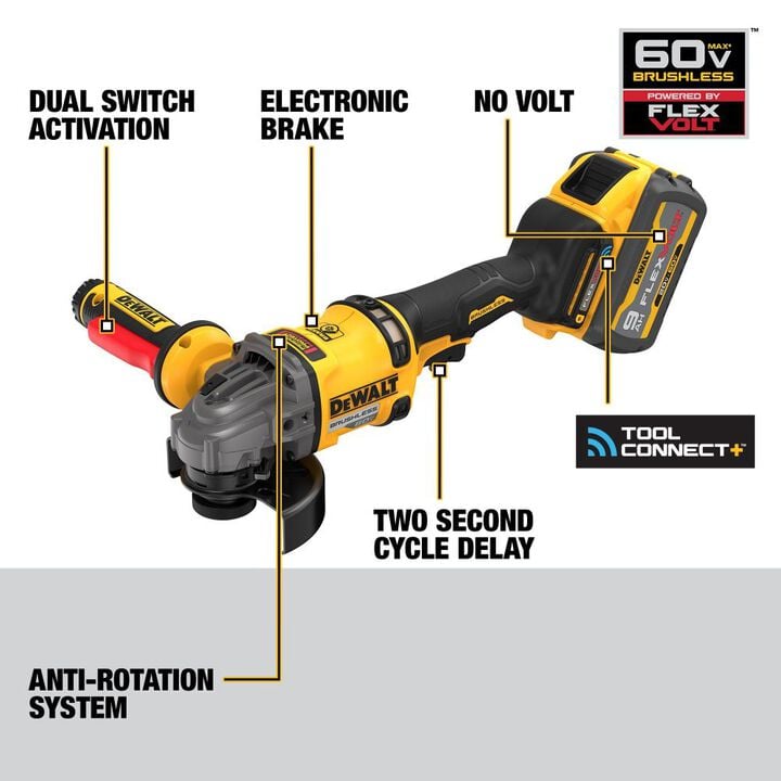 DEWALT 60V MAX 4-1/2 Inch - 6 Inch Side Handle Detect Grinder Kit, large image number 3