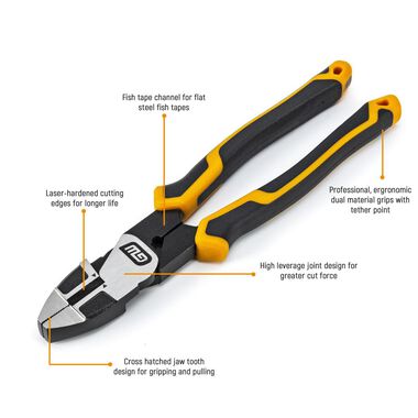 GEARWRENCH Pitbull Linemans Pliers 9 1/2in Dual Material, large image number 1