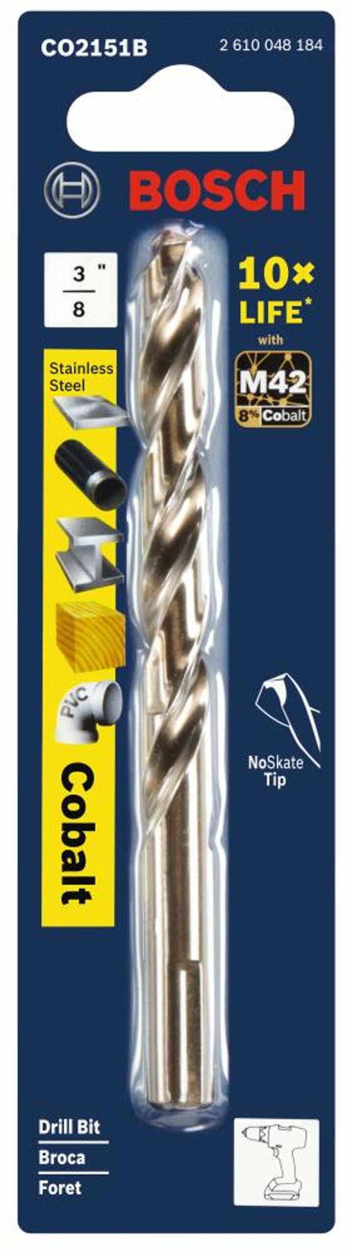 Bosch 3/8 Inch X 5 Inch Cobalt M42 Drill Bit, large image number 2