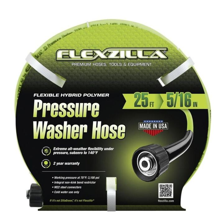 Flexzilla Pressure Washer Hose 5/16in x 25' M22 Fittings, large image number 1