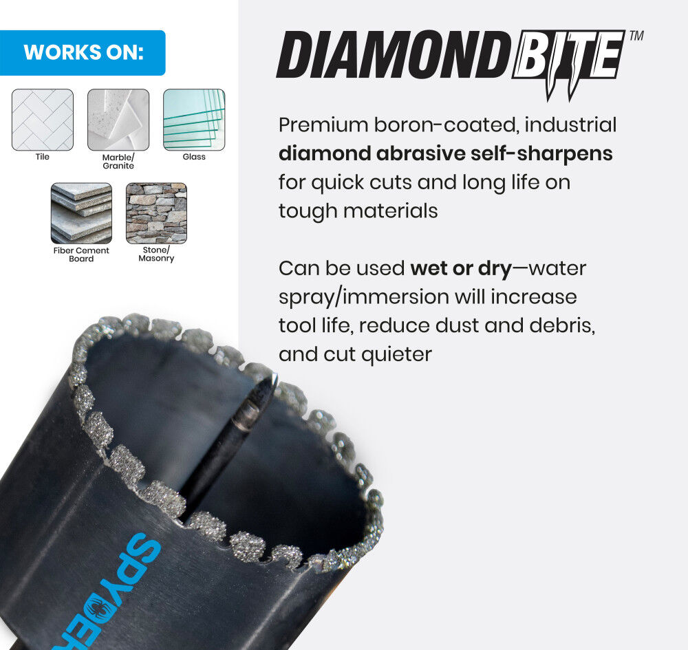 Spyder 1-1/4 Inch Diamond Edge Non-Arbored Hole Saw, Glass/Tile/Stone, large image number 5