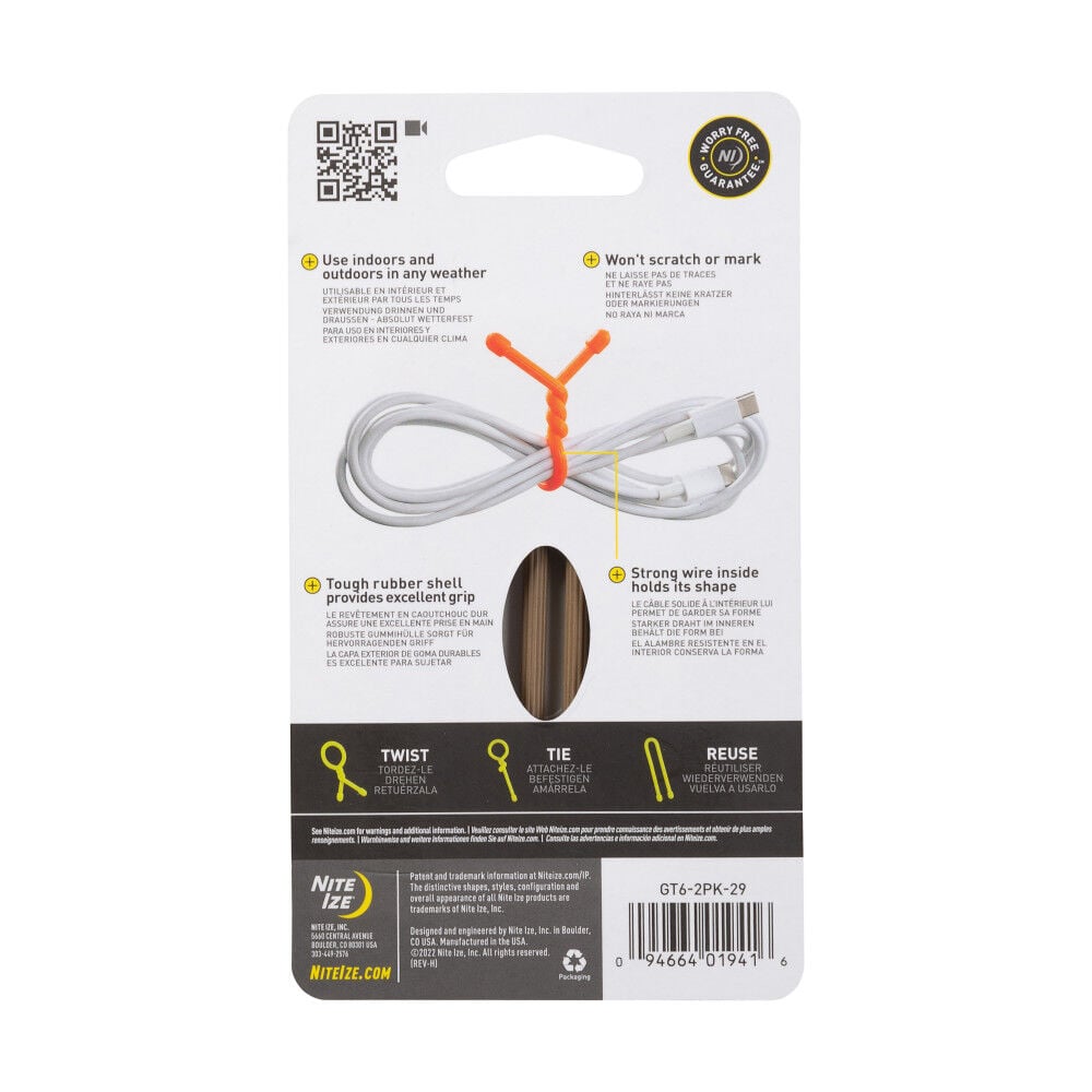 小物 kote-------6200 Nite Ize Gear Tie Reusable Rubber Twist Tie 6in 2pk Coyote
