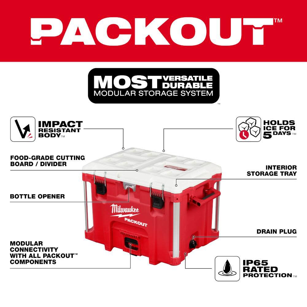 Milwaukee PACKOUT XL Cooler 40qt 48-22-8462 - Acme Tools