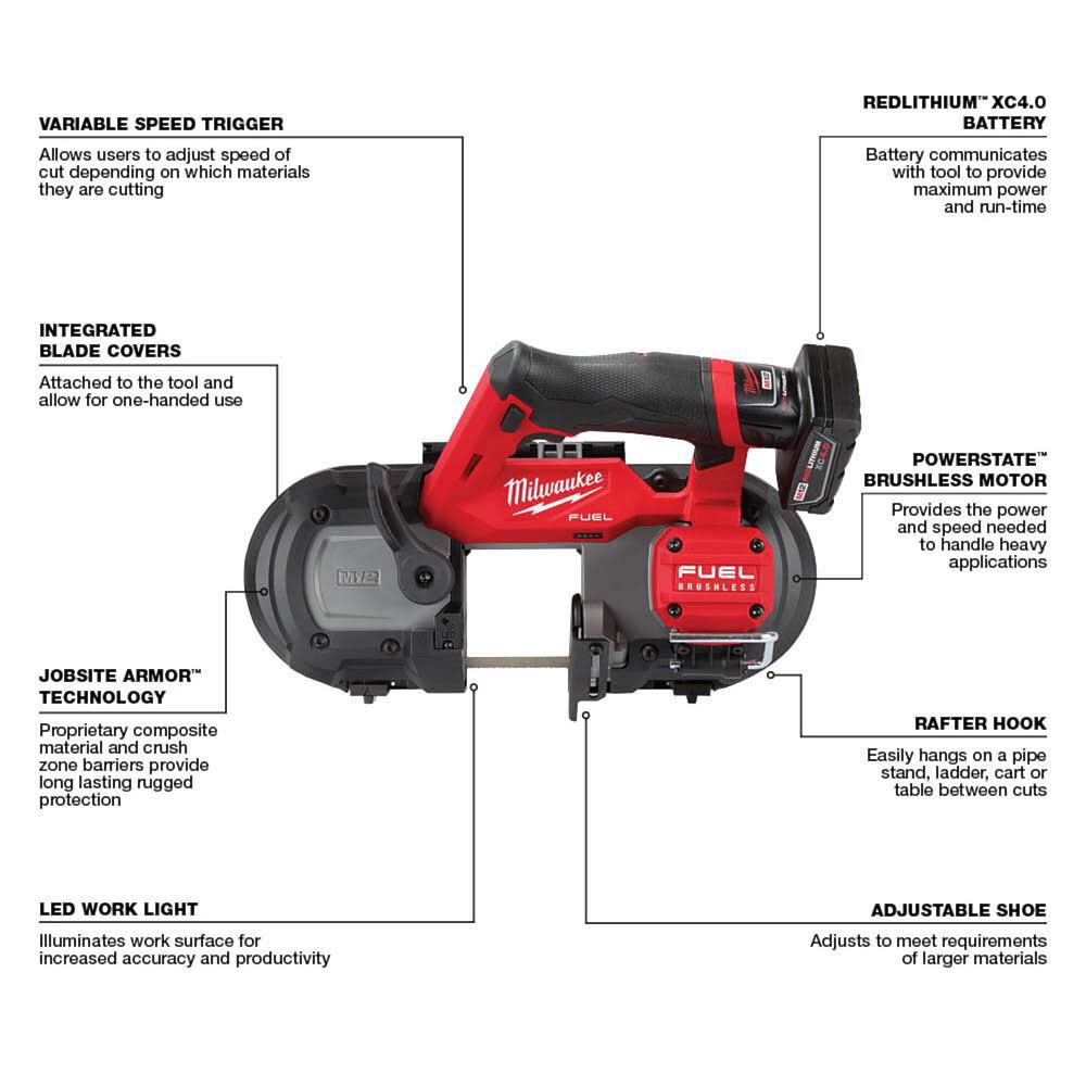 Milwaukee M12 Fuel Compact Band Saw Kit 2529 21xc - Image 2