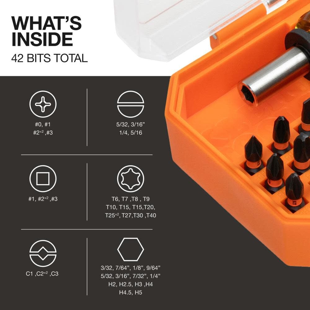 Klein Tools ProFlex Impact Screwdriver Bit Set, 44 Pieces