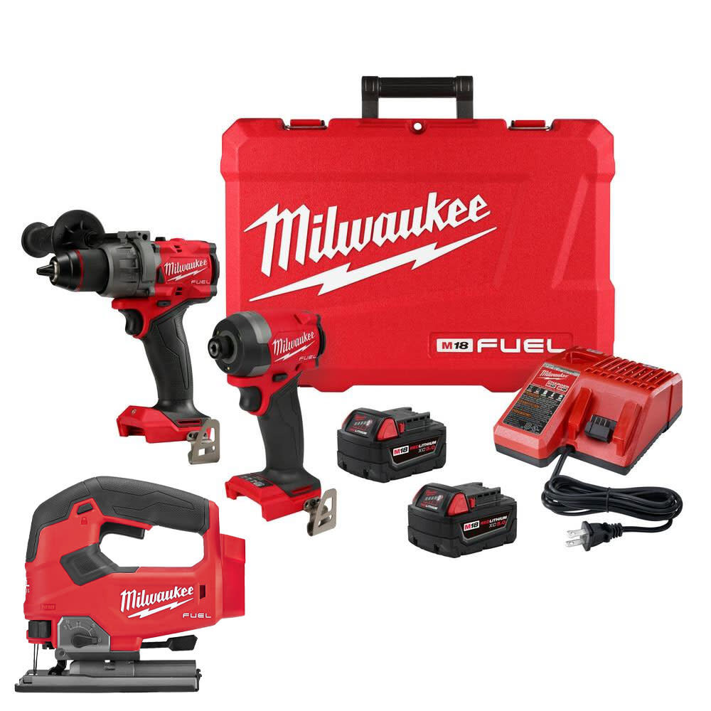 Milwaukee M18 FUEL 1 2 Inch Hammer Drill 1 4 Inch Impact Driver Jig Saw Combo Kit Bundle 3697 22 2737 20 Acme Tools