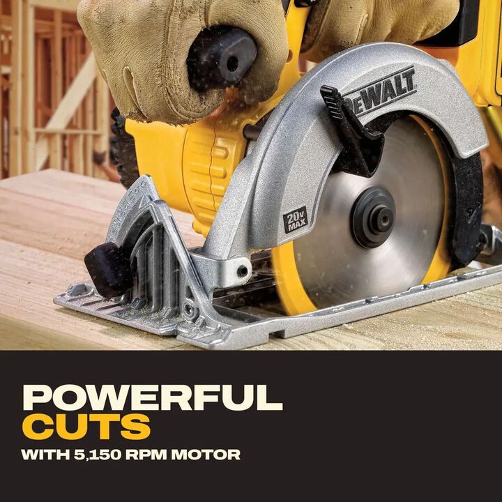 DEWALT 20V MAX 6-1/2 Inch Circular Saw & 20V MAX XR POWERSTACK Compact 1.7Ah Battery Bundle, large image number 6