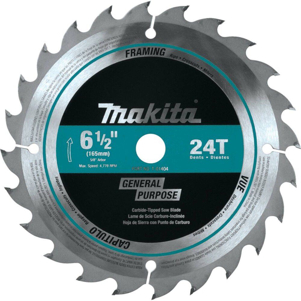 Makita 61/2in 24T CarbideTipped Circular Saw Blade Framing, large image number 1