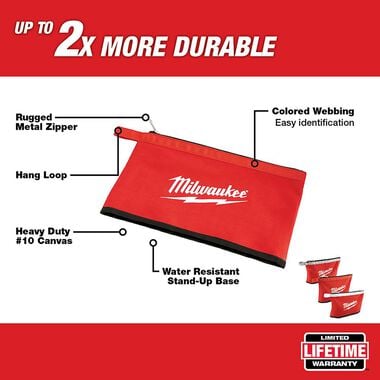Milwaukee 3 pk Zipper Pouches, large image number 1
