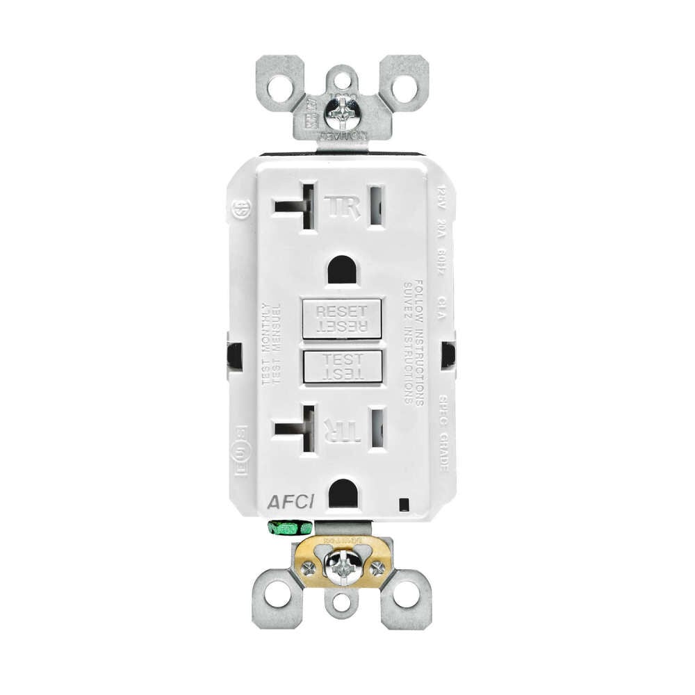 Leviton SmartlockPro AFCI Outlet 20A 125V White NEMA 5-20R – 3809464