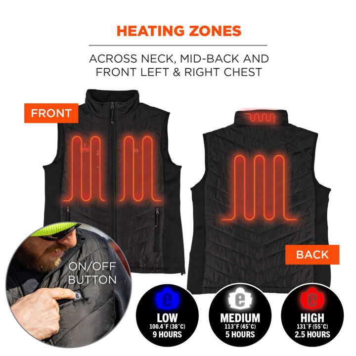 Ergodyne N-Ferno 6495 Rechargeable Heated Vest with Battery Black Small, large image number 2