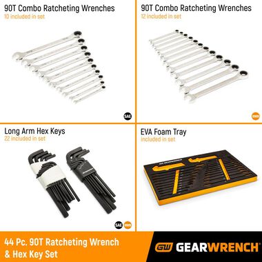 GEARWRENCH SAE/Metric Ratcheting Wrench and Hex Key Set 90T 44pc, large image number 8