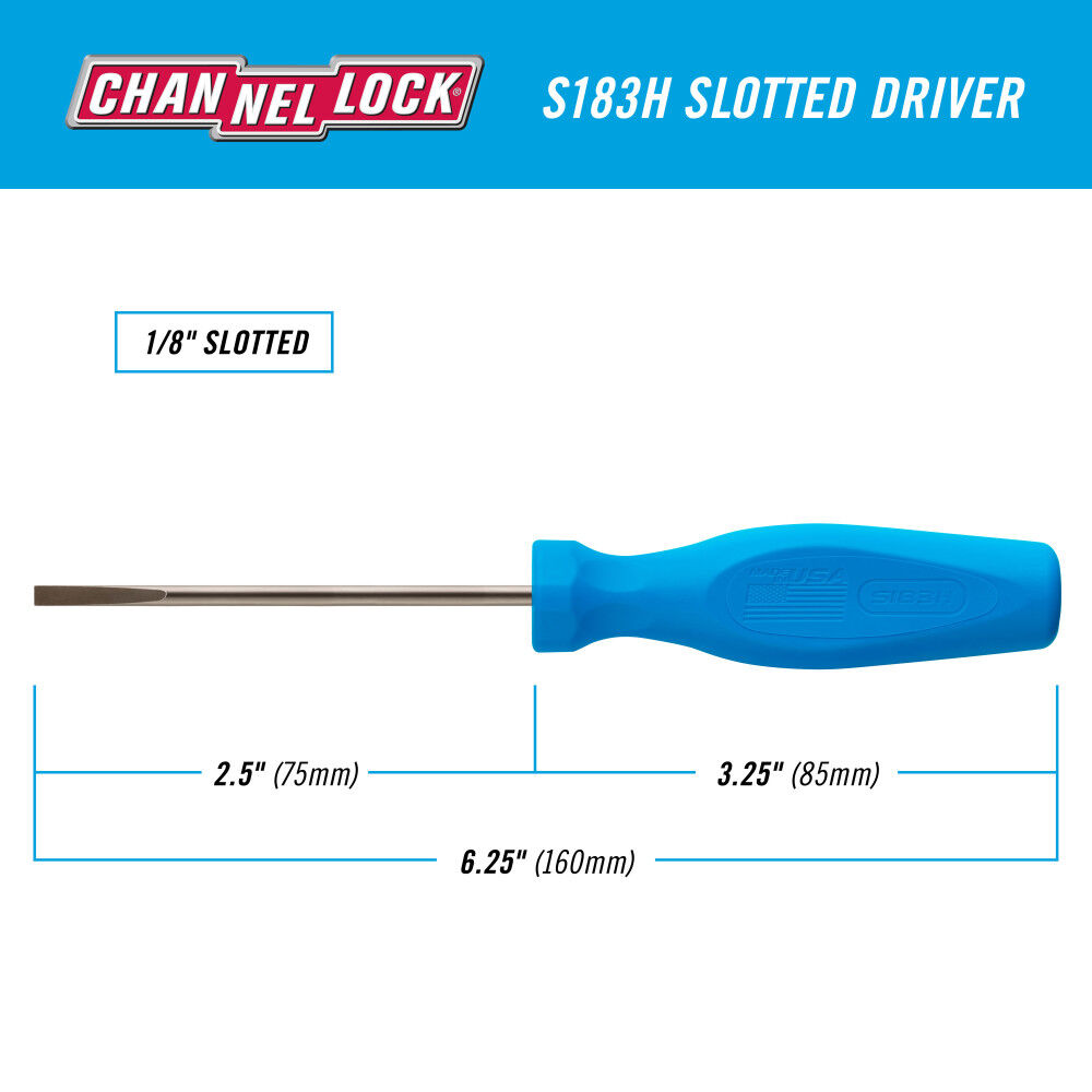 Channellock 1/8 Inch x 3 Inch Slotted Screwdriver, large image number 5