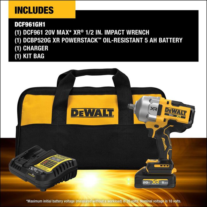 DEWALT 20V 1/2 High Torque Impact Wrench Kit, large image number 2