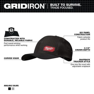 Milwaukee GridIron Snapback Trucker Hat, large image number 1