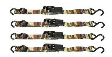 Allied International CARGOLOC 4 Pack 1 Inch x 12 Ft. Premium Ratchet Tie Downs, S-Hooks, 1,500 lbs