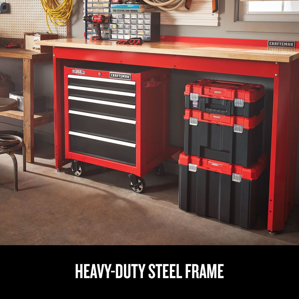 Craftsman 6 Ft. Wide Workbench With Butcher Block Top (Red)
