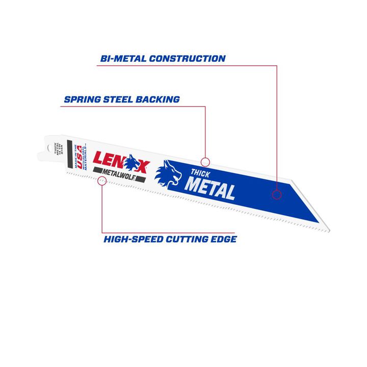 Lenox 8 Inch 14TPI METALWOLF WAVE EDGE Reciprocating Saw Blade 25 Pieces, large image number 1
