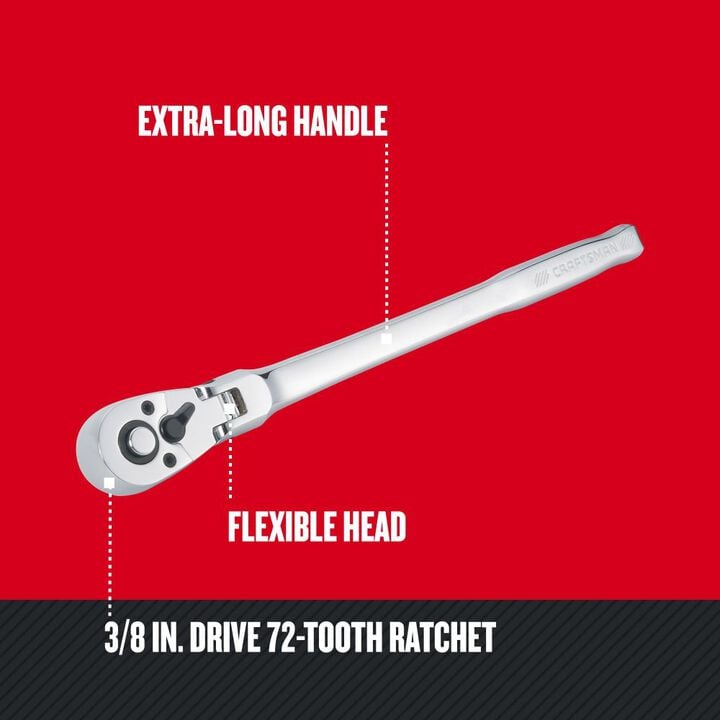 CRAFTSMAN Flex Head Ratchet, Pear Head Long Handle, Sea, 36-Tooth, large image number 1