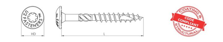 U2 Fasteners Construction Screw 3/8 Inch X 12 Inch, 40ct, large image number 1