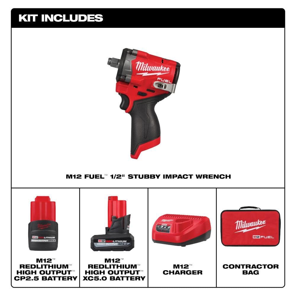 Milwaukee M12 Fuel Stubby 1 2 Inch Impact Wrench Kit 2563 22 Simolary simolary.com 6