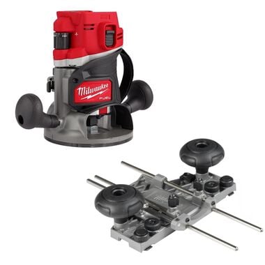 Milwaukee M18 Fuel 1/2 Inch Router, Router Guide Rail Adapter Bundle
