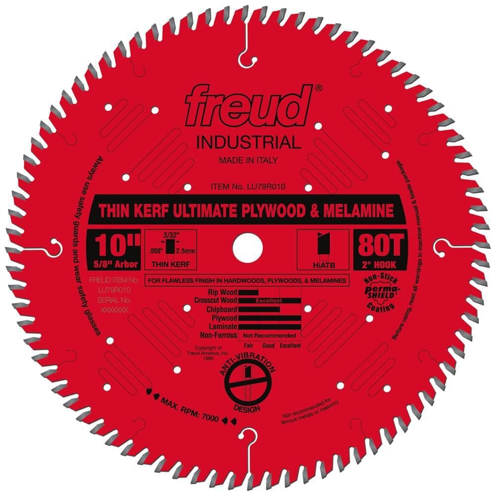 Freud 10in Thin Kerf Ultimate Plywood & Melamine Blade with Perma-SHIELD Coating, large image number 1
