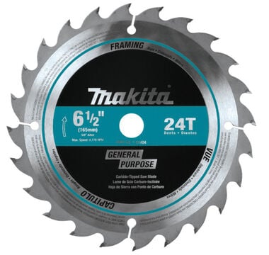 Makita 61/2in 24T CarbideTipped Circular Saw Blade Framing, large image number 0