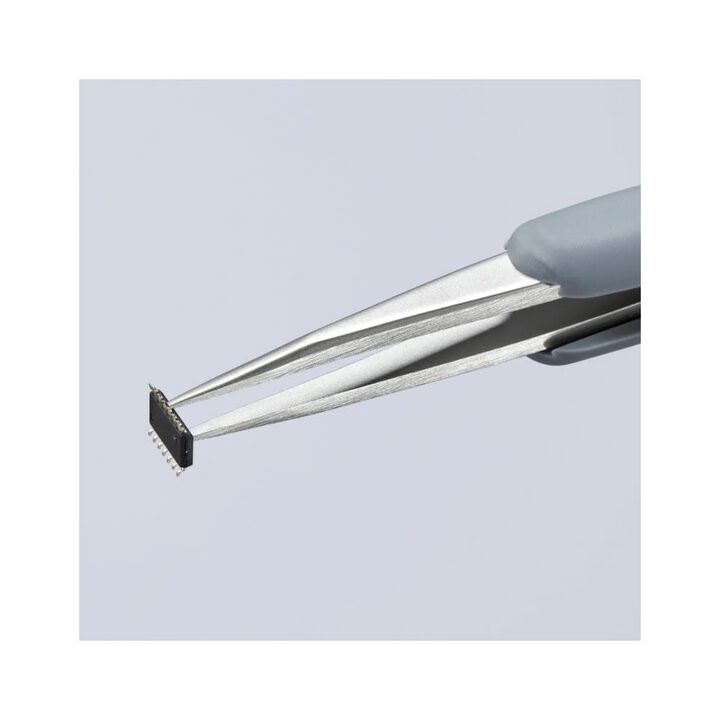Knipex 5.25 Inch SS Pointed Tip Precision Tweezer with ESD Handle, large image number 4