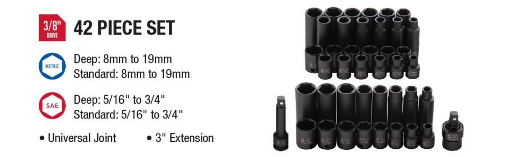 Sunex 3/8 Inch Drive 42-Piece Master Impact Socket Set, large image number 7