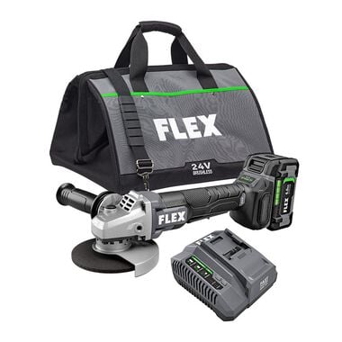 FLEX 24V 5-IN. VARIABLE SPEED ANGLE GRINDER WITH PADDLE SWITCH KIT, large image number 0