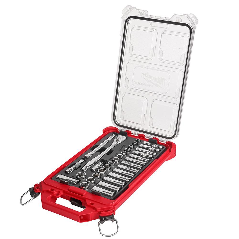 Milwaukee 3/8 32pc Ratchet and Socket Set in PACKOUT - Metric 48