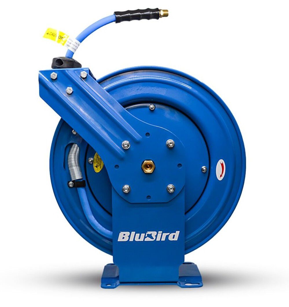 BluBird 3/8 Inch Hose x 50 Ft. Hose Steel Dual Arm Air Hose Reel Assembly – BBRDA3850