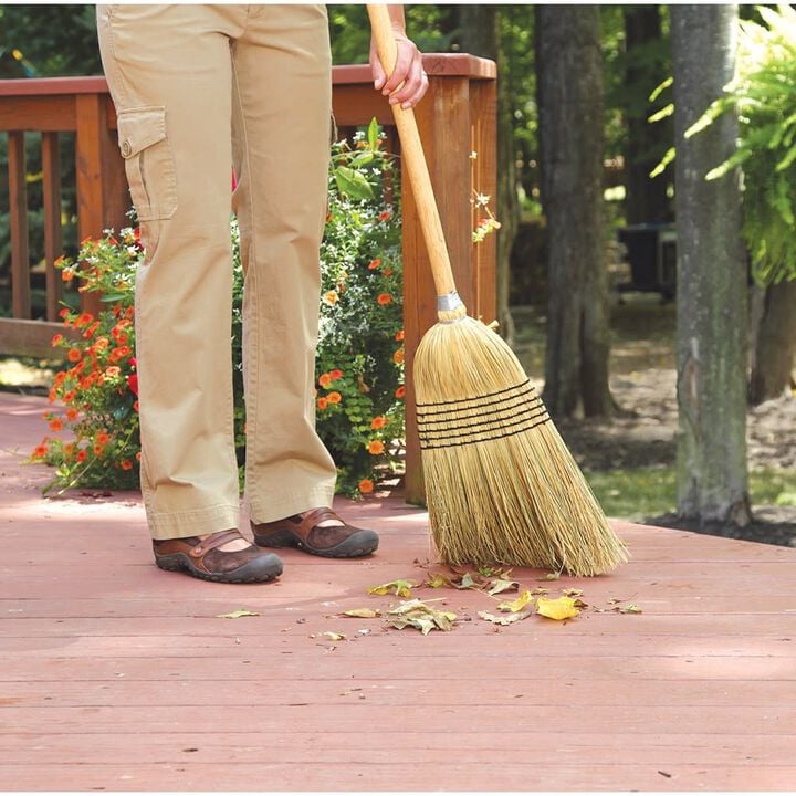 Harper 12 In. Mixed Corn Fiber Janitor Broom with Wood Handle for Indoor Sweeping, large image number 3