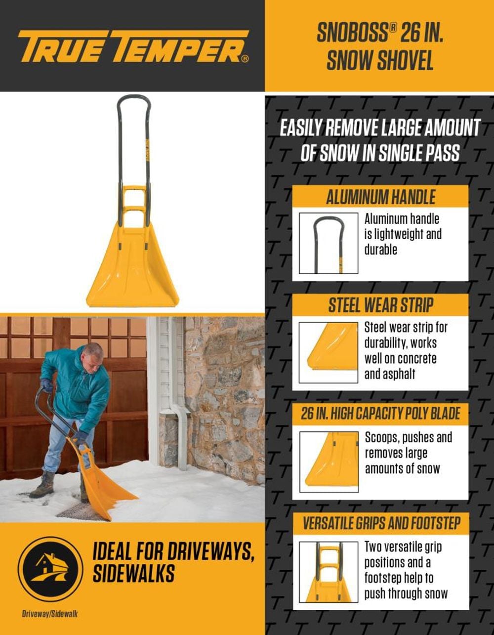 True Temper 26in SnoBoss Snow Shovel, large image number 2