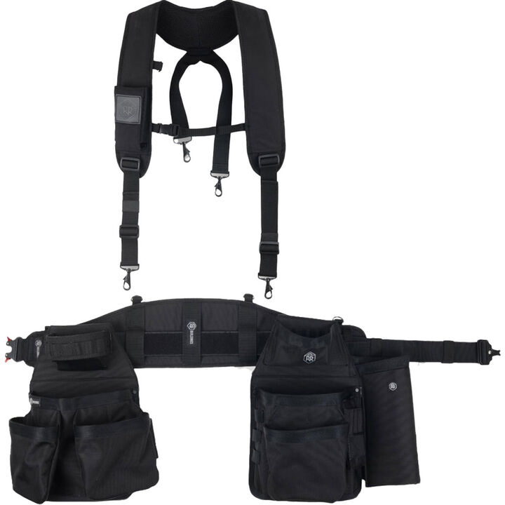 RR Buildings Tool Belt with Suspenders Black Small