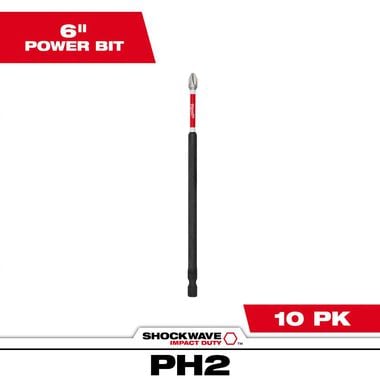 Milwaukee SHOCKWAVE 6 in. Impact Phillips #2 Power Bit