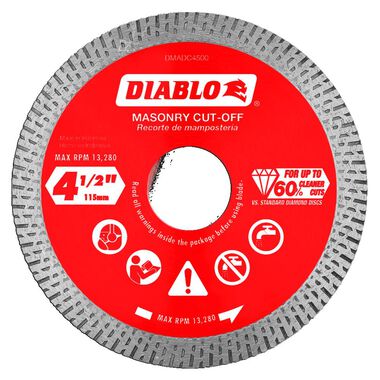 Diablo Tools 4-1/2in Diamond Continuous Rim Cut-Off Discsfor Masonry
